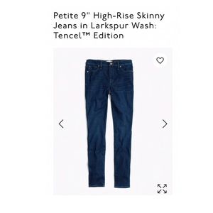 Madewell Petite 9” High Rise Jean in Larkspur wash